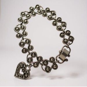 Elegant Silver Heart Charm Bracelet